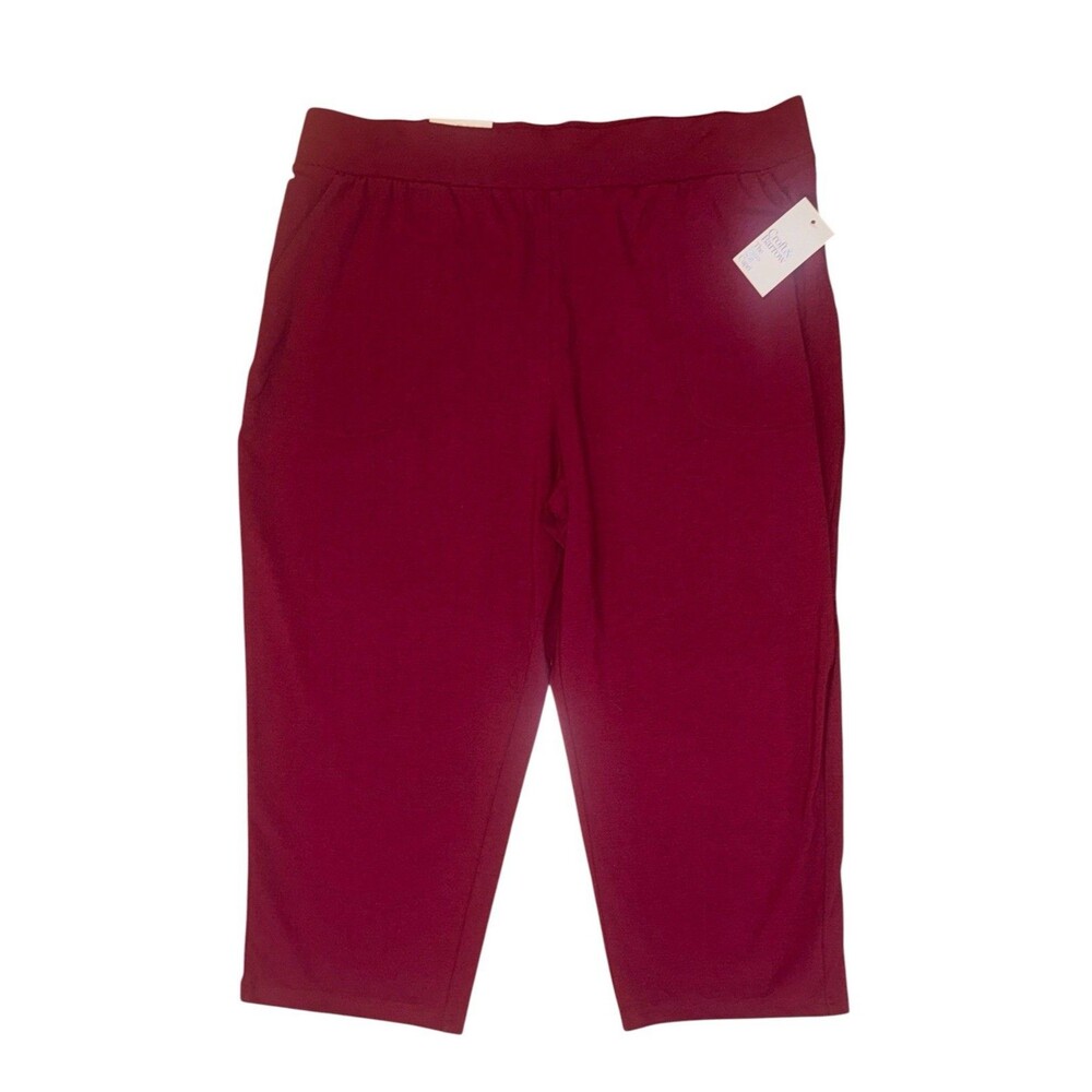 NWT Croft & Barrow Burgundy The Extra Soft Capri Pull On Pants Womens Size Large